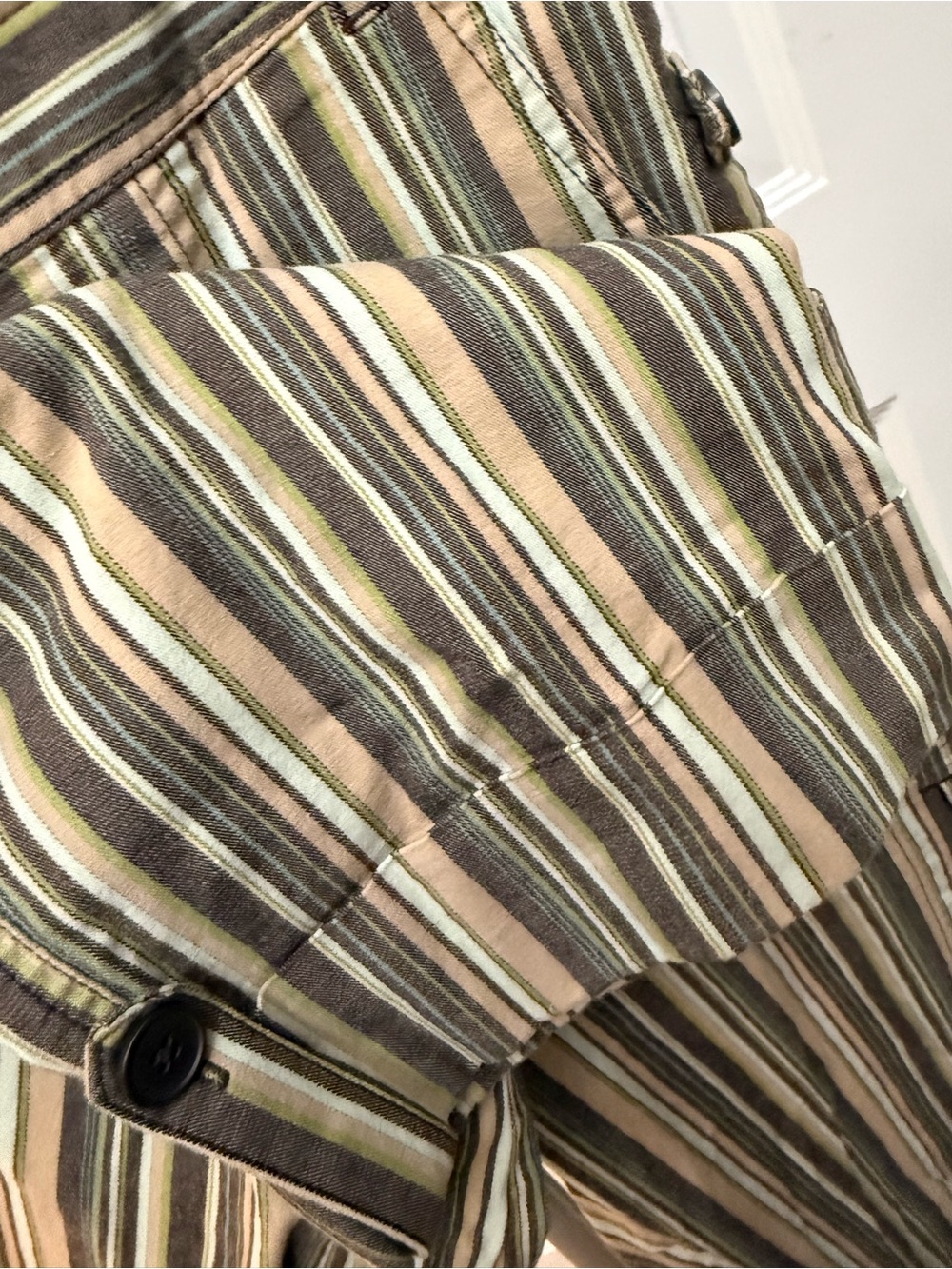 Ann Taylor Striped Cropped Cargo Pants in Brown and Green - Picture 7 of 11